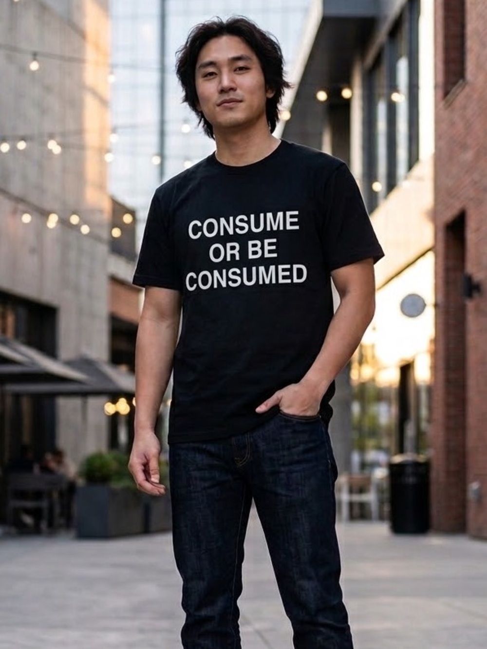 NWT Clot Apparel "Consume or be Consumed" Black Tee Size Small